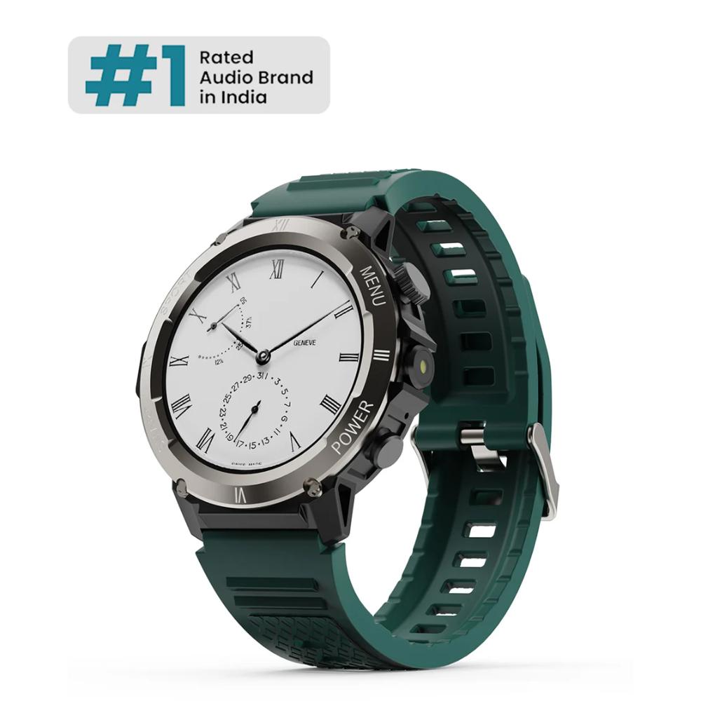 GOBOULT Tuff Hawk Smartwatch with 3.53 cm (1.39 inch) TFT Screen, 450 Nits Brightness, Working Crown, BT Calling, Health Monitor, Multiple Sports Modes, Green