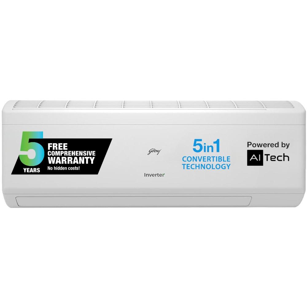 Godrej 1.5 Ton 5 Star Inverter Split AC, 18ITC5-W (Hidden display in IDU, Acoustic Jacket on Compressor, Hydrophilic Blue Fins)