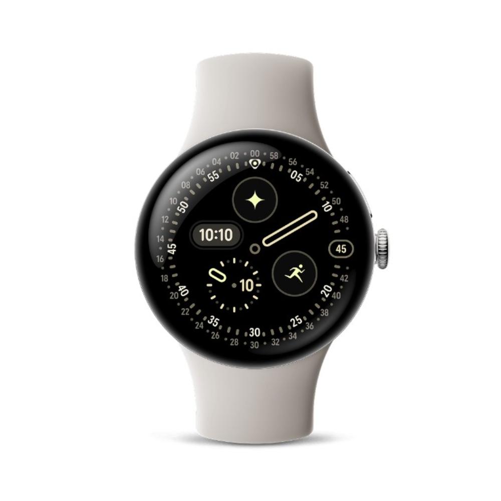 Google Pixel Watch 4 41 mm Smart Watch with Polished Silver Porcelain Active Band