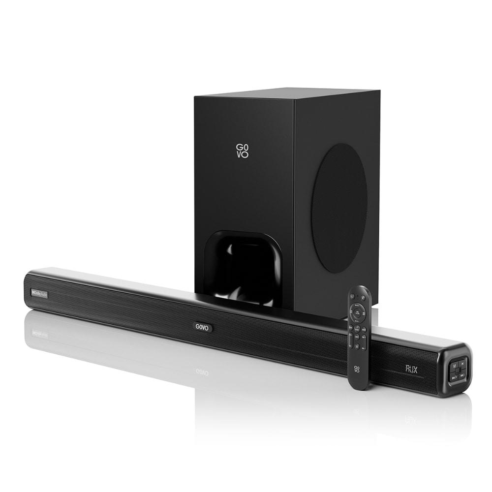 GOVO GoSurround 870 Dolby Digital, 240 W Sound bar, 2.1 Channel Home Theatre, 16.51 cm (6.5 inch) subwoofer, HDMI, OPT, AUX, USB & Bluetooth, 3 Equalizer Modes, Stylish Remote & LED Display (Black)
