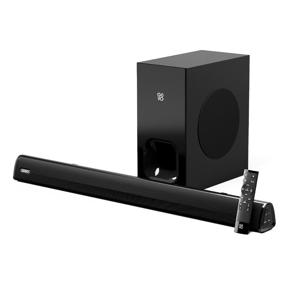GOVO GoSurround 850, 200 W Sound bar, 2.1 Channel Home Theatre, 16.51 cm (6.5 inch) subwoofer, HDMI, OPT, AUX, USB & Bluetooth, 3 Equalizer Modes, Stylish Remote & LED Display (Black)