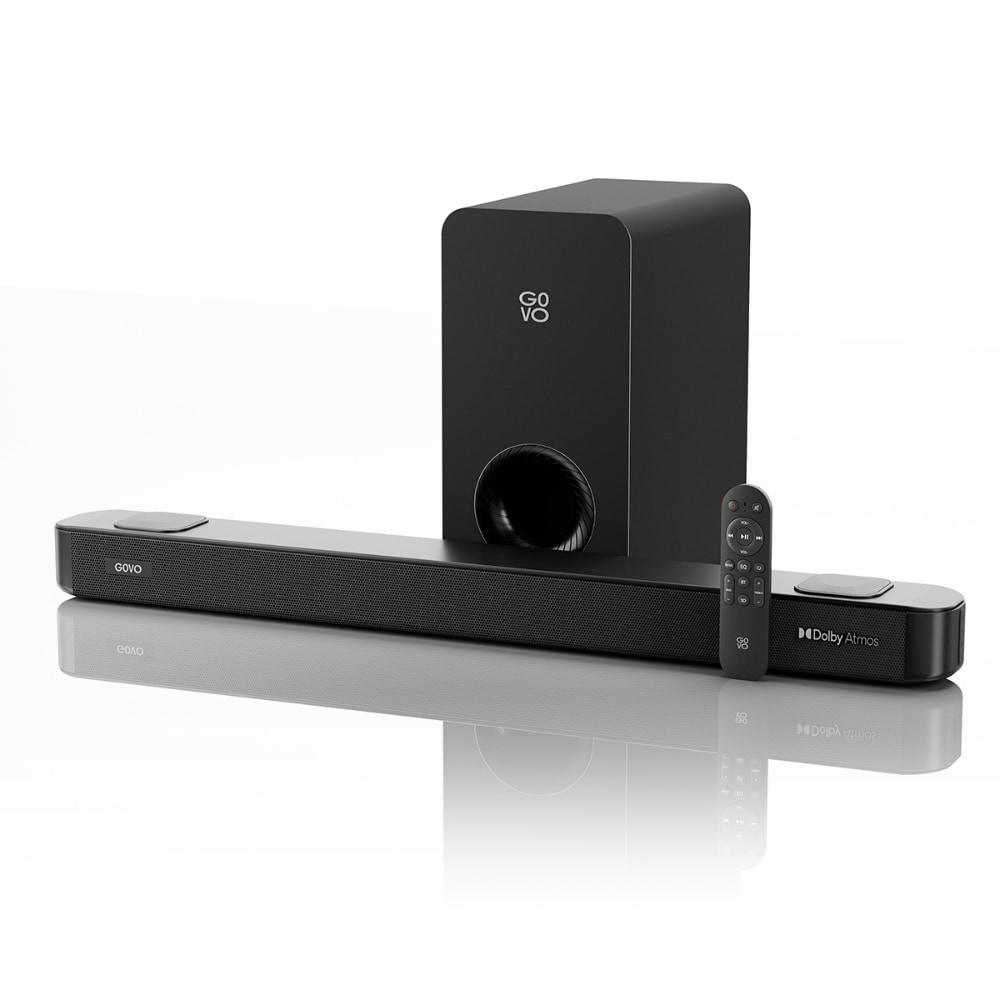 GOVO GOSURROUND 975, 4.1 (2.1.2) Channel Home Theatre, 400 W Sound bar with True Dolby Atmos, 16.51 cm (6.5 inch) Subwoofer, OPT, AUX, USB & Bluetooth, 3 Equalizer Modes & LED Display (Platinum Black)