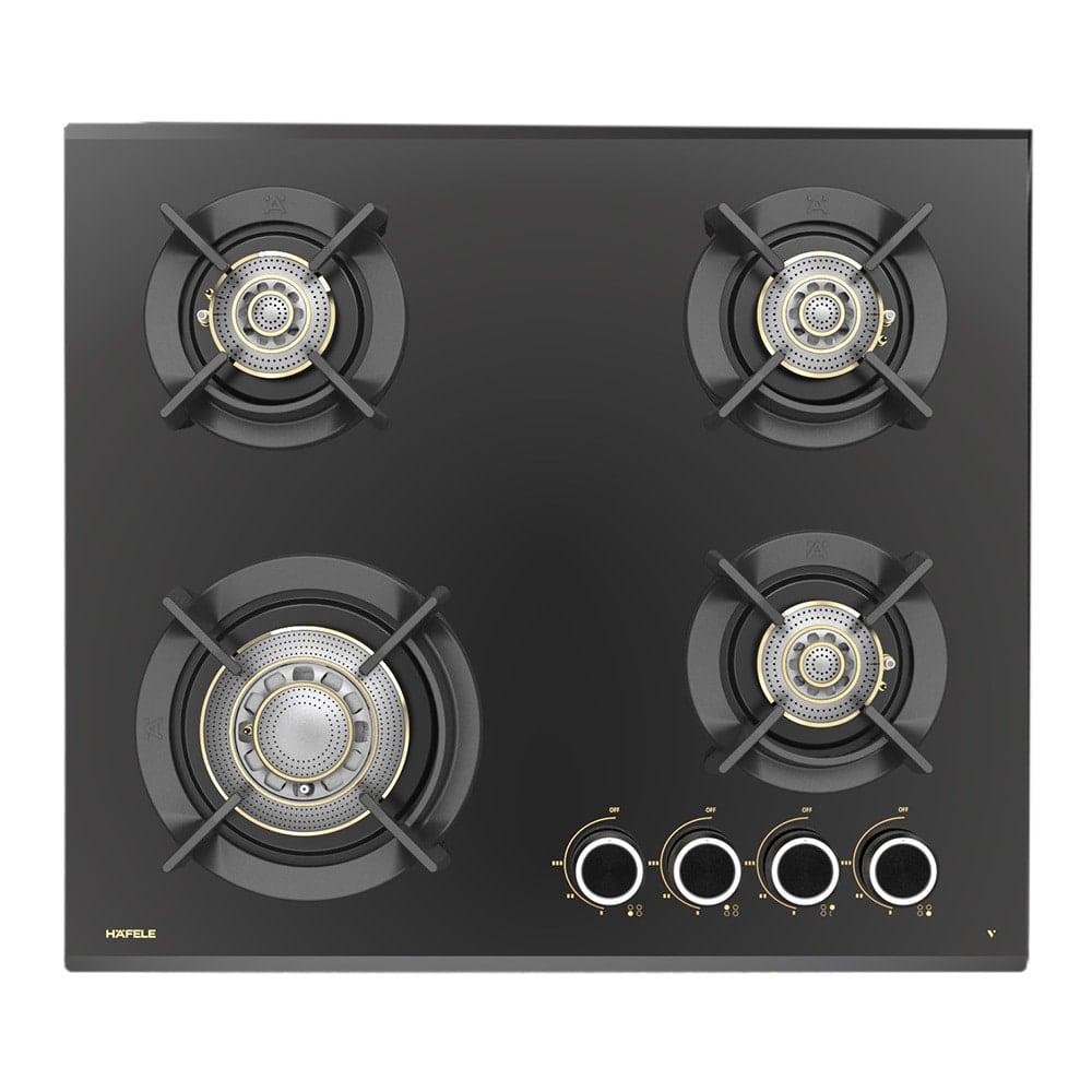 Hafele Vortex 460 Built-in Hob with 4 Brass Burners, Black