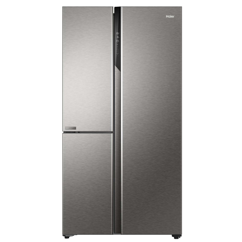 Haier 598 L 3-Door Convertible Side by Side Refrigerator, Inox Steel, HRT-683ISU1