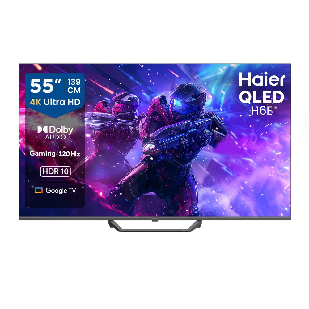 Haier 139 cm (55 inches), 4K Ultra HD Smart QLED Google TV, Black, 55H6E