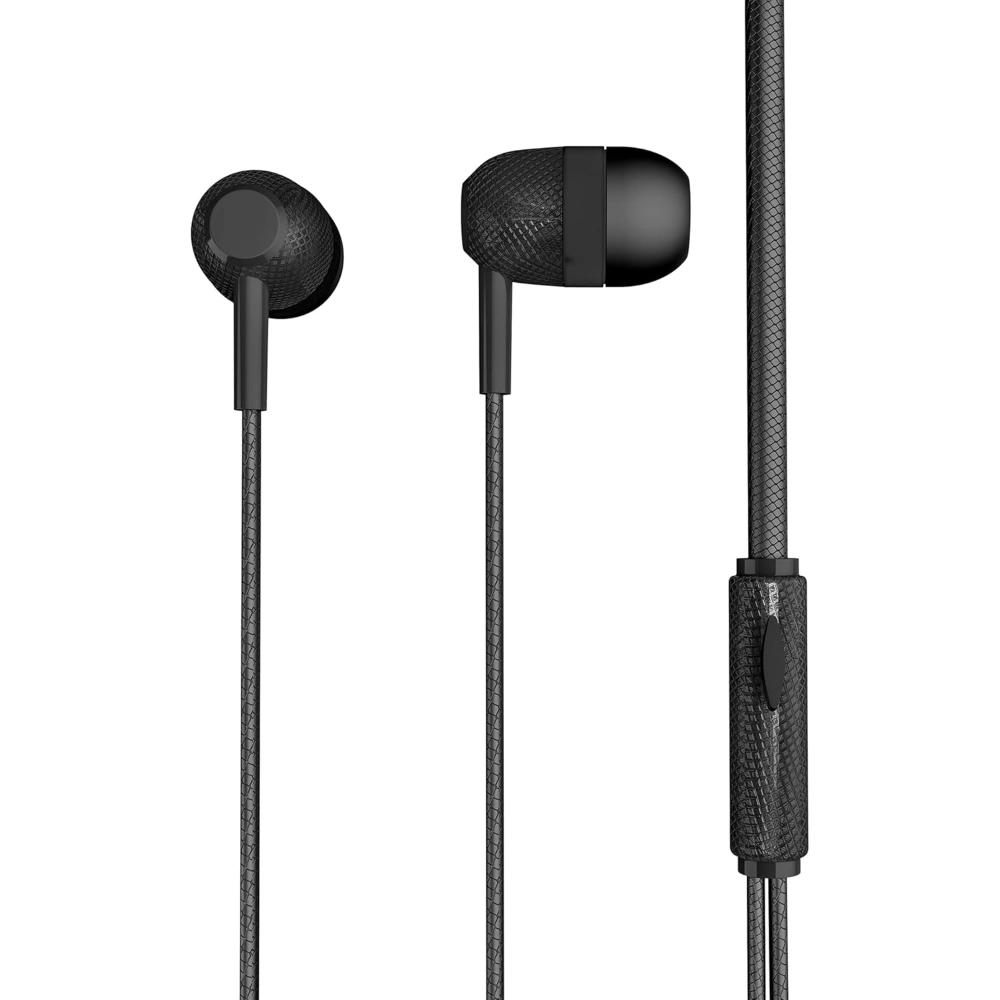 Hammer Nail In-Ear Wired Earphone, Super Deep Bass, Super Deep Bass, Balanced Natural Sound Buds, Built-in Mic, Black