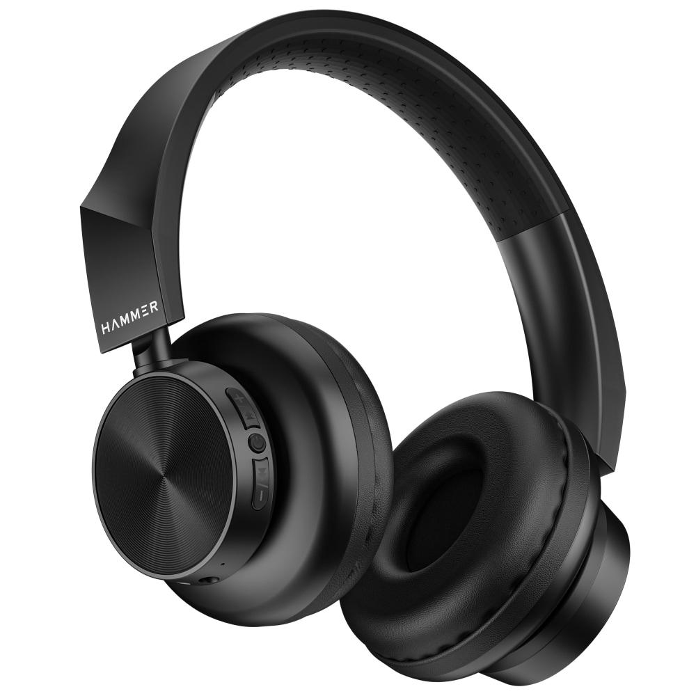 HAMMER Bash Lite Bluetooth Headphones with Mic, Deep Bass, 40 mm Drivers, 10 Hours Playtime, Bluetooth v5.3 Head Phones Best for Travel or Gym, Best Headphones with Wired and Wireless Mode (Black)