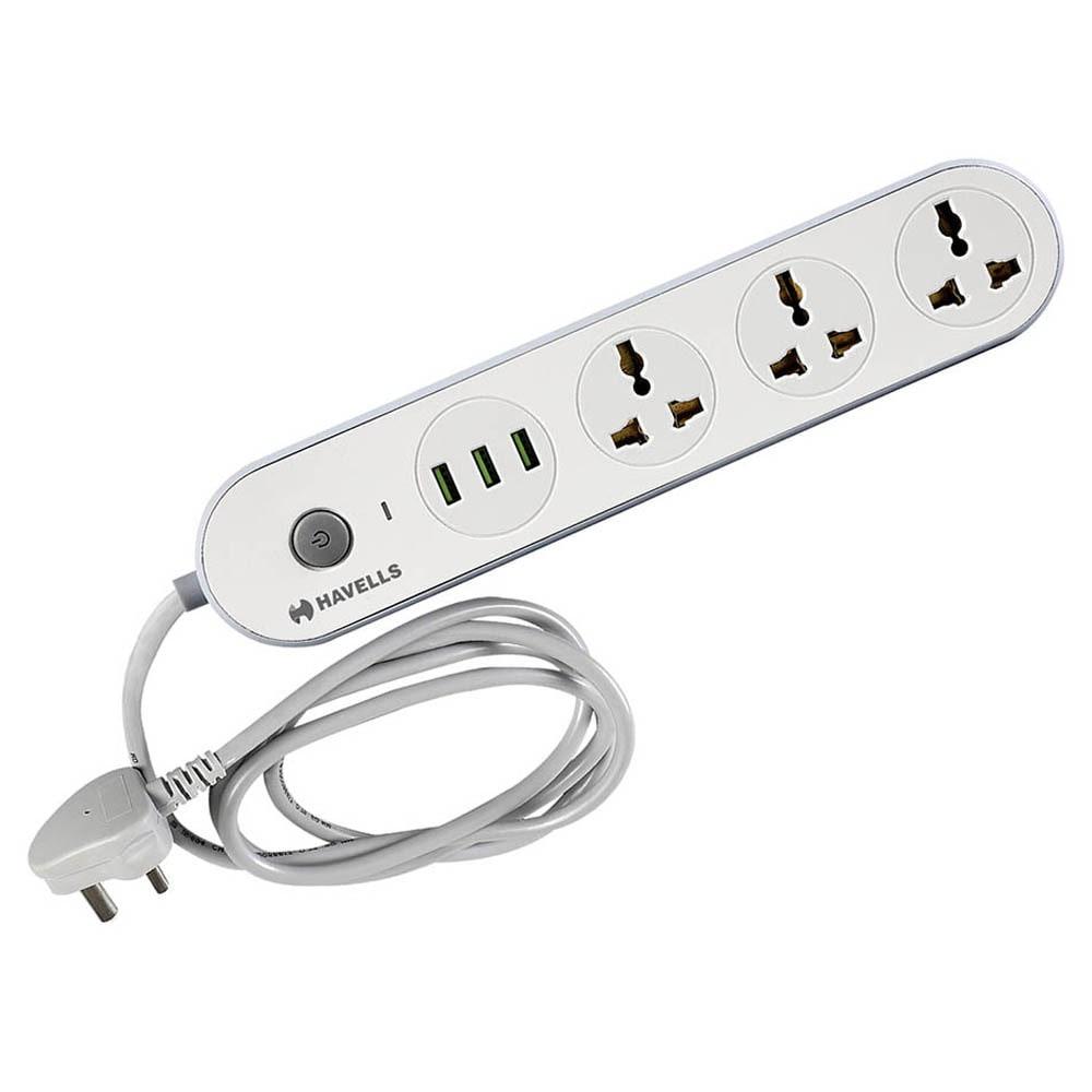 Havells USB Star 4+1 Built in Surge Protector with Spikeguard, White, AHNKXXG063