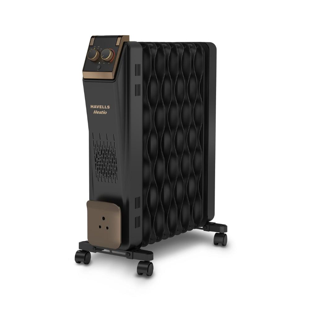 Havells 15 Fin Hestio Wave Fin OFR (Oil Filled Radiator), Room Heater, 2900 W, 3 Heat Settings & PTC Fan Heater, Inclined Control Panel ,Retractable Wheels, Comfortable Breathing, 360 Heating (Black)