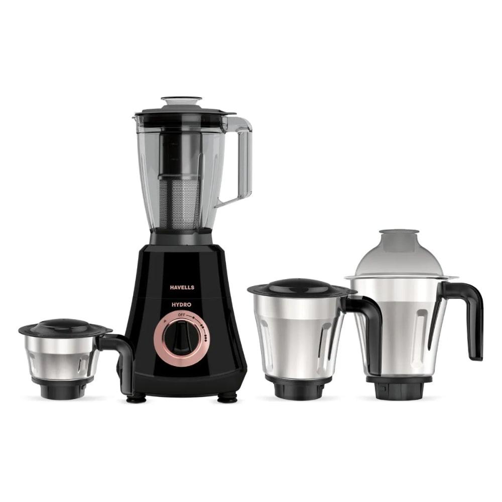 Havells Hydro Plus, 1000 Watts Mixer with 4 Jar, Black