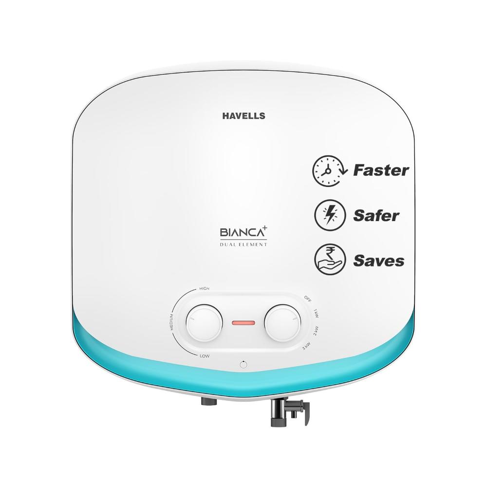 Havells Bianca Plus 25 L 5-Star Storage Geyser with Feroglas Tank, Incoloy Heating Element, Whirlflow Technology & Shock-Safe Plug