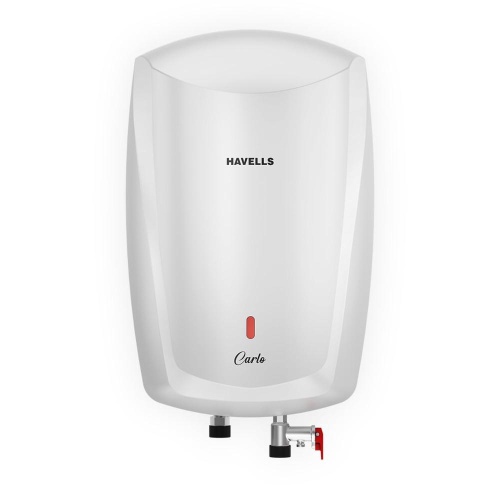 Havells Carlo 5 Litre Instant Water Heater, Color Changing LED Indicator, Rust and shock proof, ISI Certified, Fire retardant power cord; Warranty: 5 Yr on inner tank & 2 Yr comprehensive, (White)