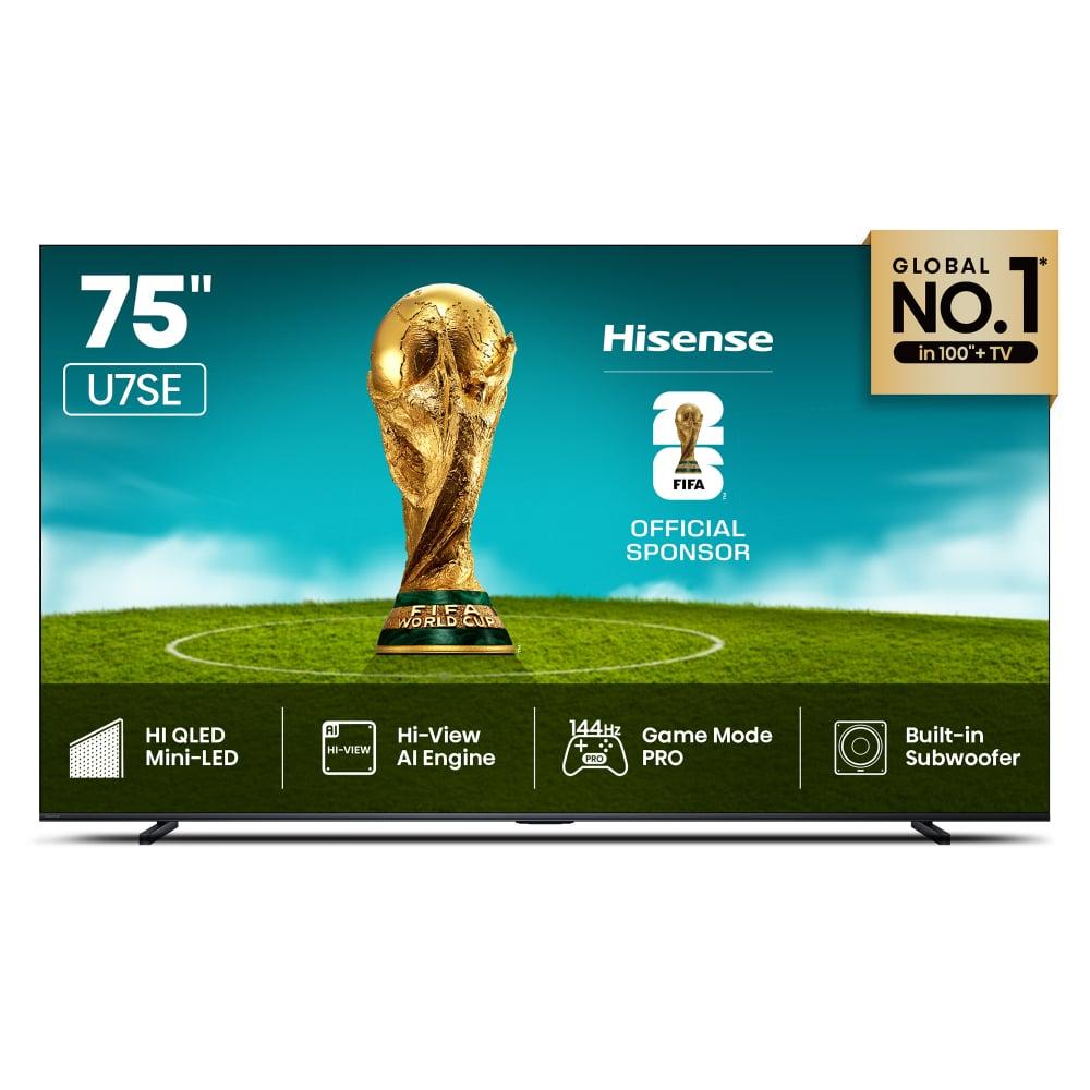 Hisense 189 cm (75 inch) 4K MiniLED QLED VIDAA TV, Black, 75U7SE