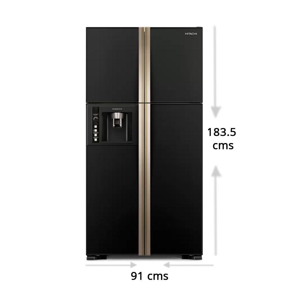 バイイー Buy Hitachi 638 litres Side-by-Side Refrigerator, Glass Black Big