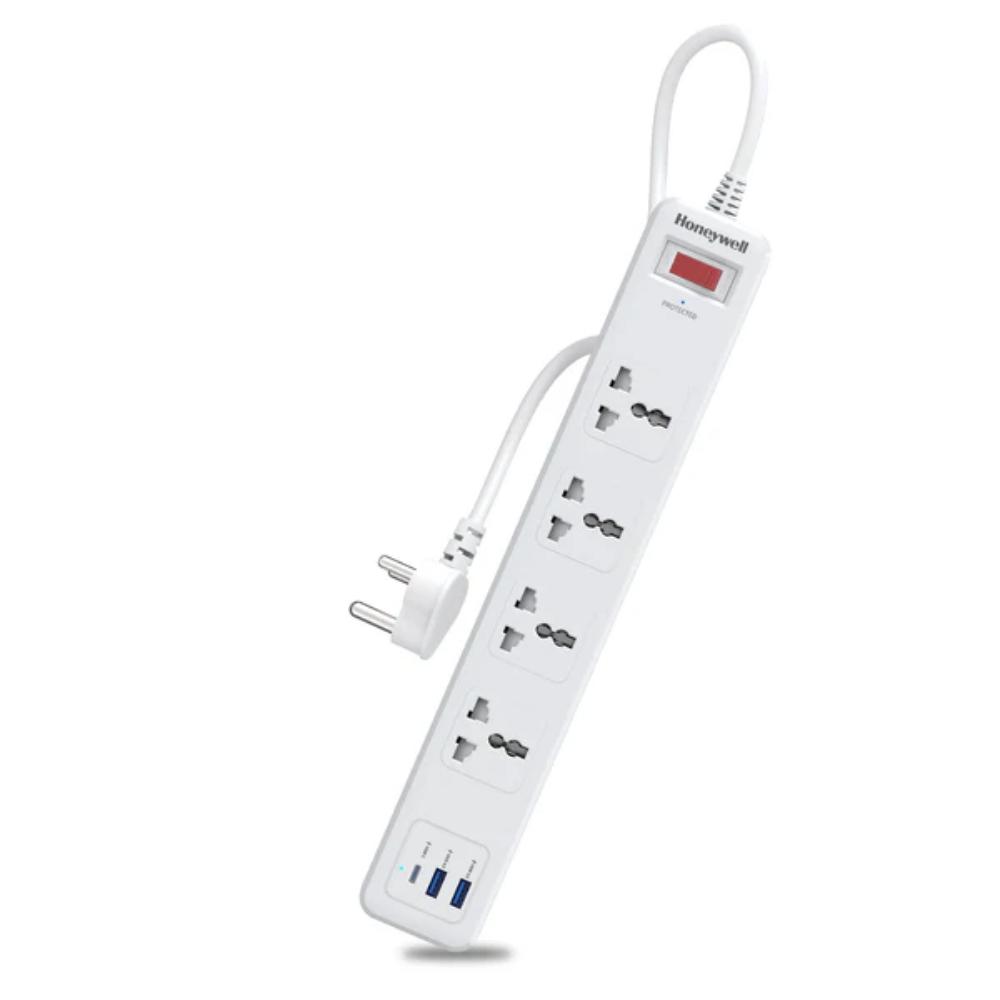 Honeywell 4 Outlet Surge Protector, White, 2USB 1TC
