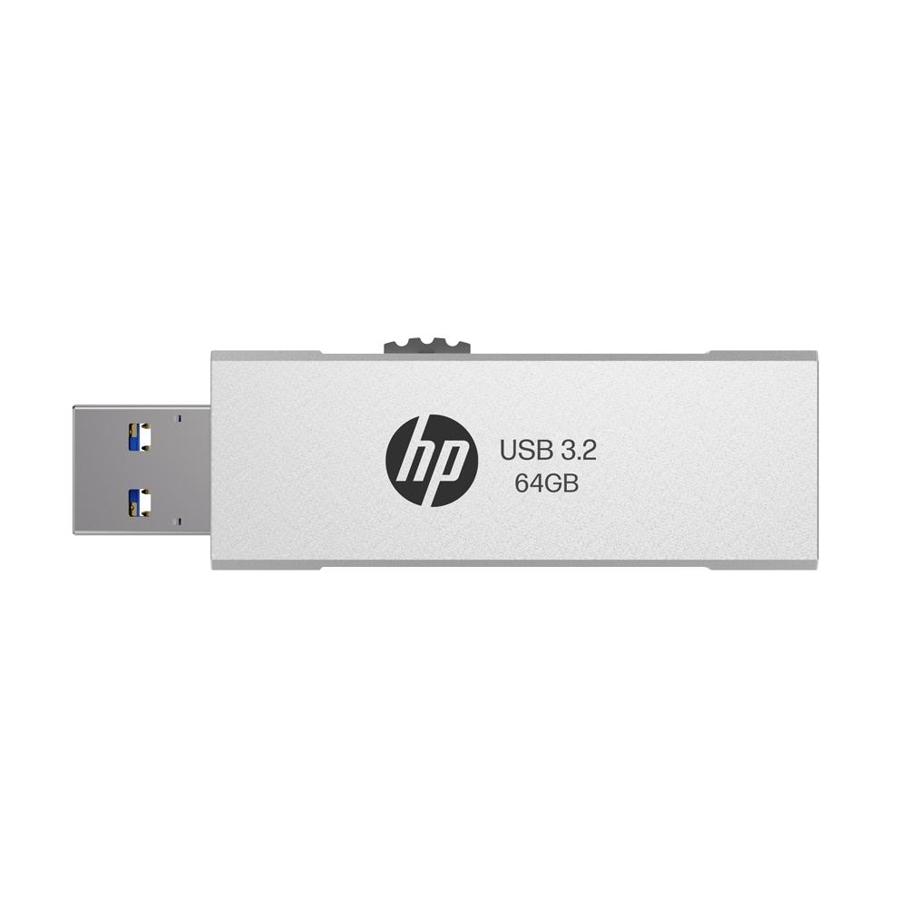 HP 818w 64 GB USB 3.2 Flash Drive, Silver Metal