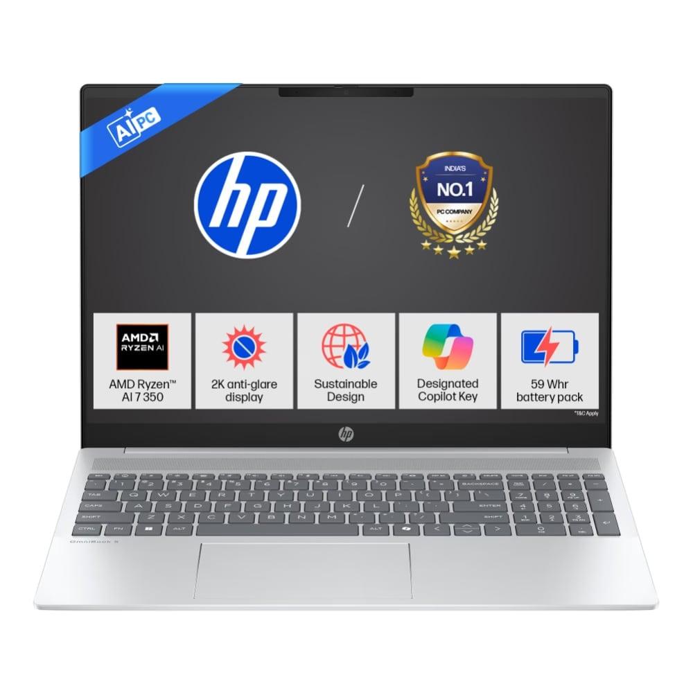 HP OmniBook 5 NGAI 16-AG1048AU Standard Laptop (AMD Ryzen 7 AI 7 350/16 GB/512 GB SSD/AMD Radeon 840M Graphics/Windows 11 Home/MSOffice + MISC PC Game Pass DA 3M/2K), 40.6 cm - 16 inch, Glacier Silver