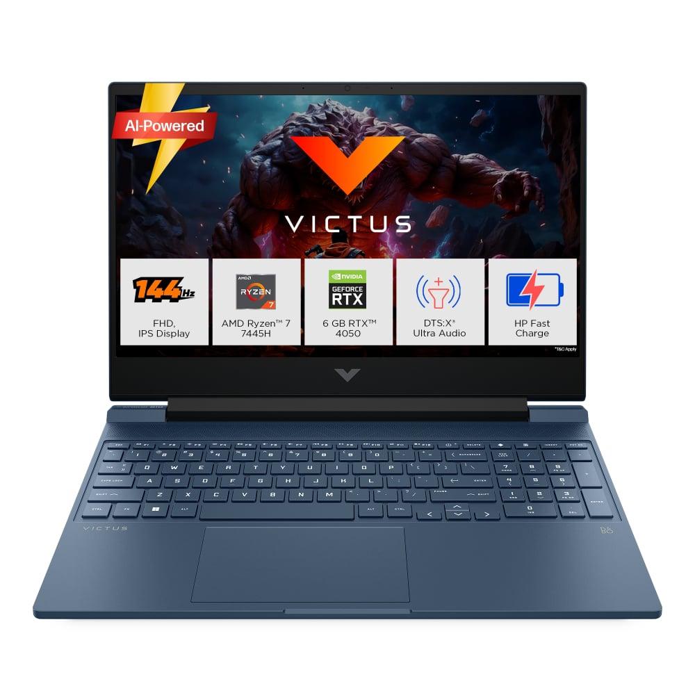 HP Victus 15-Fb3124AX Gaming Laptop (AMD Ryzen 7 7445H/16 GB /512 GB SSD/6 GB-Nvidia GeForce RTX 4050 /Windows 11 Home/MS Office Home 2024 + 1 year M365 Basic/Full HD), 39.62 cm - 15.6 inch, Performance Blue