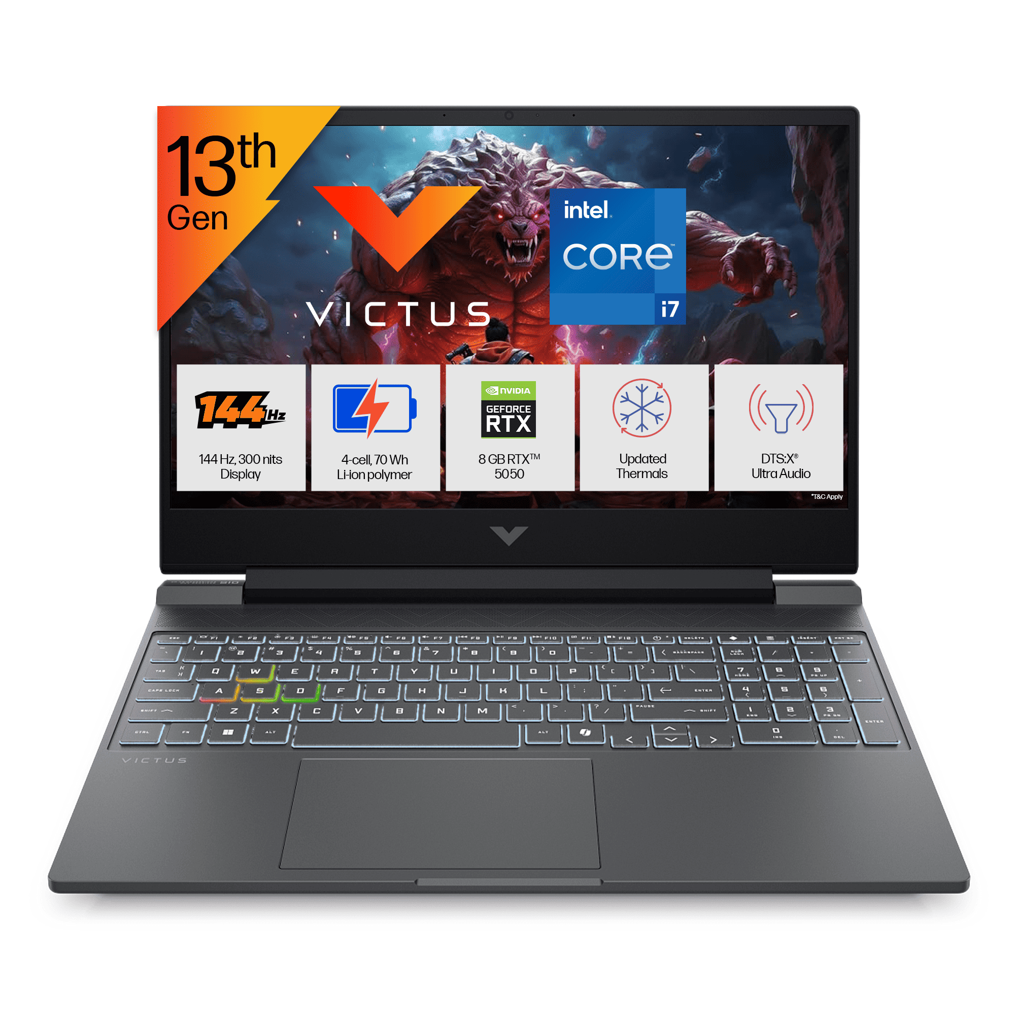 HP Victus 15 15-FA2309TX Gaming Laptop (Intel Core i7-13620H/24 GB/1 TB SSD/8 GB-NVIDIA GeForce RTX-5050/Windows 11 Home/MS Office Home 2024 + 1 year M365 Basic/Full HD), 39.62 cm - 15.6 inch, Mica Silver