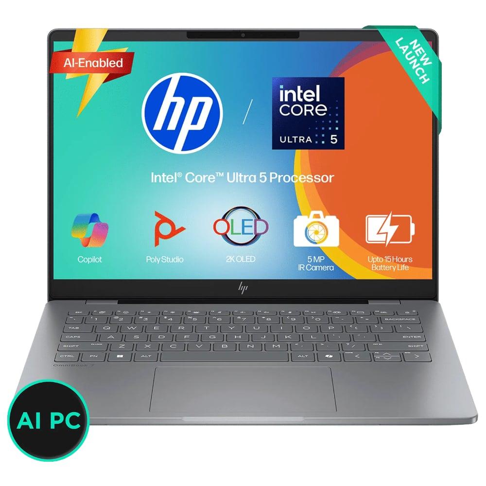 HP OmniBook 7 14-FR0066TU Standard Laptop (Intel Core Ultra 5 225H/16 GB/512 GB SSD/Intel Arc 130T GPU/Windows 11 Home/MS Office Home 2024, 1 year Microsoft 365 Basic/OLED), 35.6 cm - 14 inch