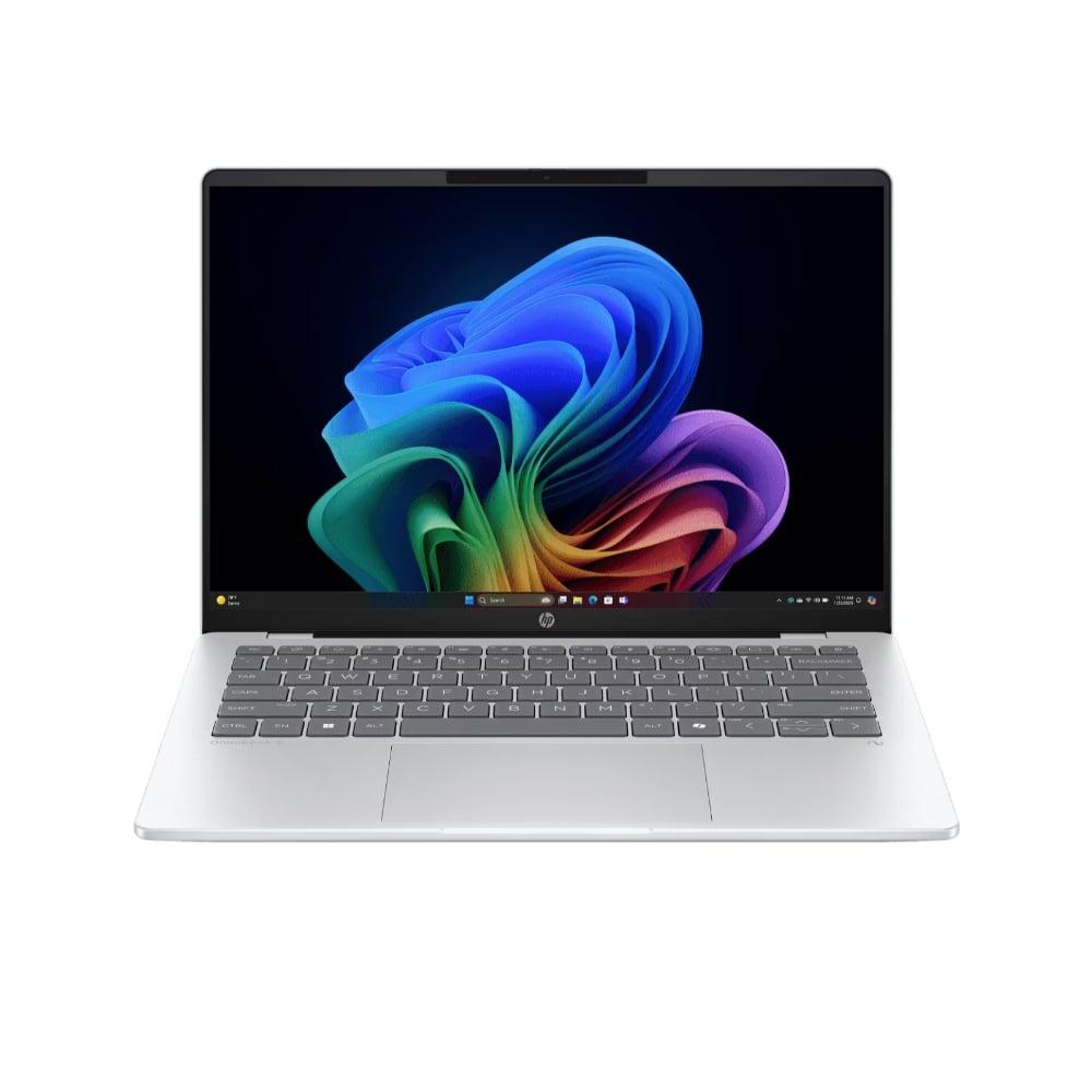 HP OmniBook 5 NGAI 14-he0014QU Standard Laptop (Qualcomm Snapdragon X X1-26-100/16 GB /512 GB SSD/Qualcomm Adreno GPU/Windows 11 Home/MS Office Home 2024/Full HD), 35.6 cm - 14 inch, Glacier Silver Aluminum