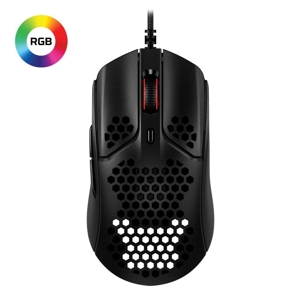 HyperX Pulsefire Haste USB Ultra Lightweight, 59g, Hex Design, Honeycomb Shell, Hyperflex Cable, Up to 16000 DPI, 6 Programmable Buttons Gaming Mouse - Black (4P5P9AA)