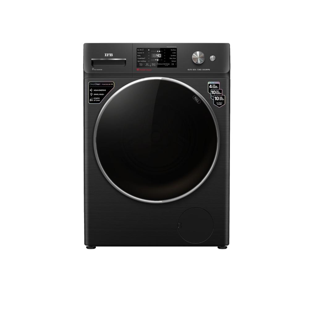 IFB 7 kg Front Load, AI Powered, Wifi Enabled, Power Steam, Eco Inverter Motor, 9 Swirl wash, Black (ELITE BXN7012HK)