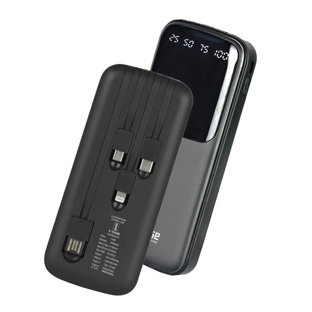 Inbase Club 10000 mAh 4-In-1 Power Bank, Black