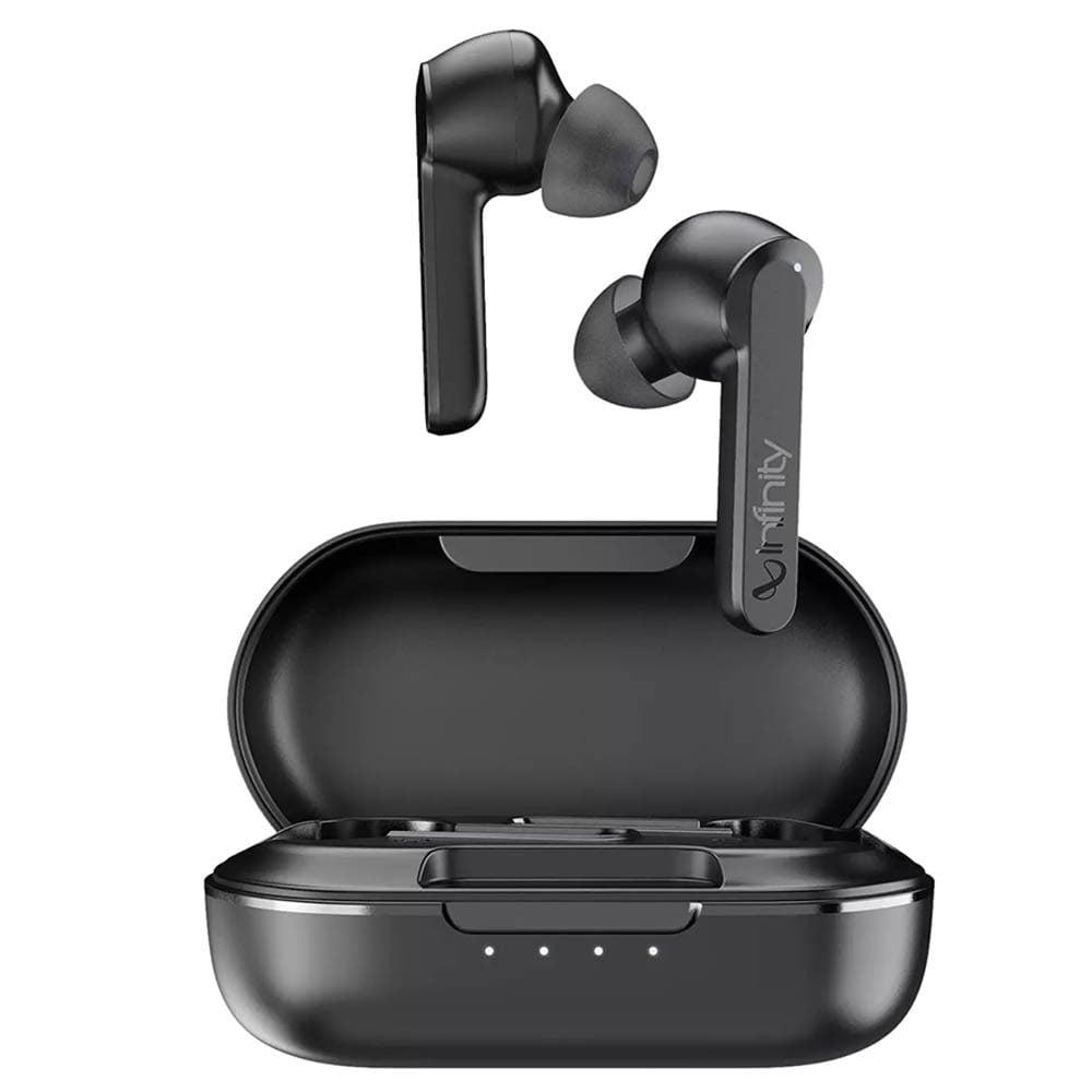 Infinty Spin 100 True Wireless Ear Buds with Secure Fit, Upto 20 hrs of playtime, Dual EQ, IPX4 Splashproof, Full Smart Touch Control, Bluetooth v5.0, Black