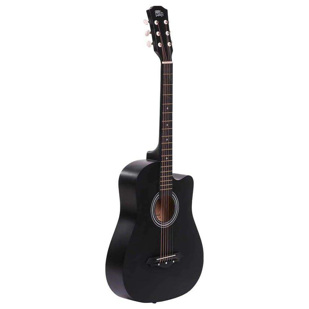 Intern INT-38C-LGP-BK Acoustic Guitar with Bag, Strap and Picks (Black)
