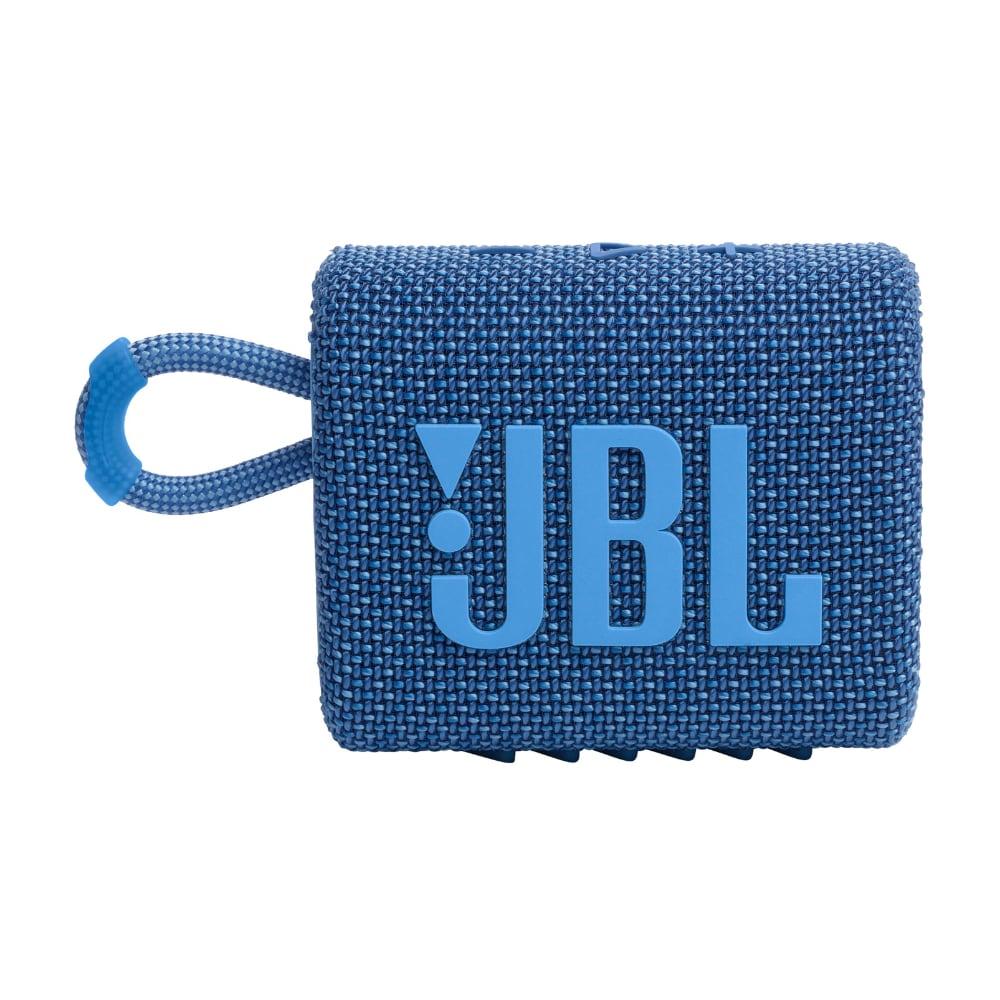 JBL Go 3 Eco with eco-friendly recycled materials and packaging, Wireless Portable Bluetooth Speaker, Pro Sound, Vibrant Colors with Rugged Fabric Design, Waterproof, Type C (Without Mic.), Eco Blue
