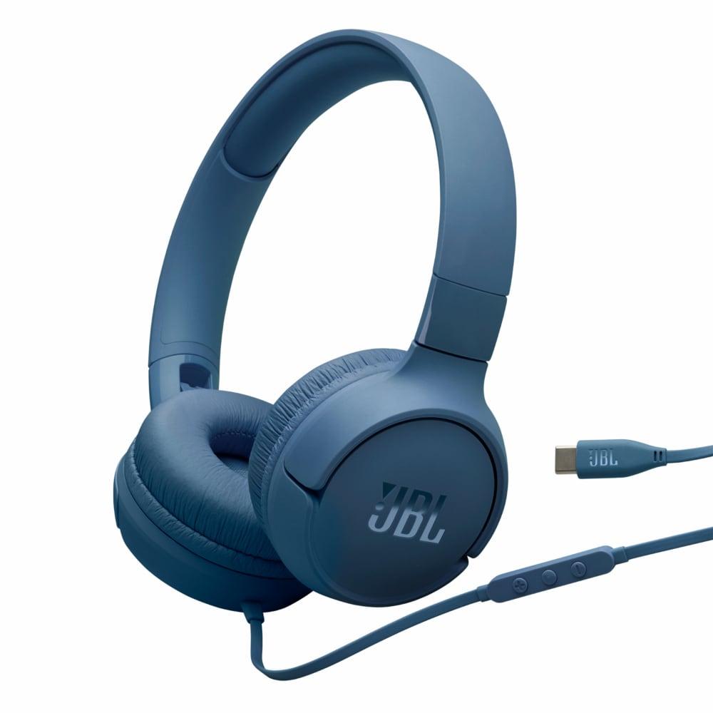 JBL Tune 520C On-Ear Type C Wired Headphone, Pure Bass Sound, 3-Button Remote with Microphone, Comfort fit and Foldable Design (Blue)