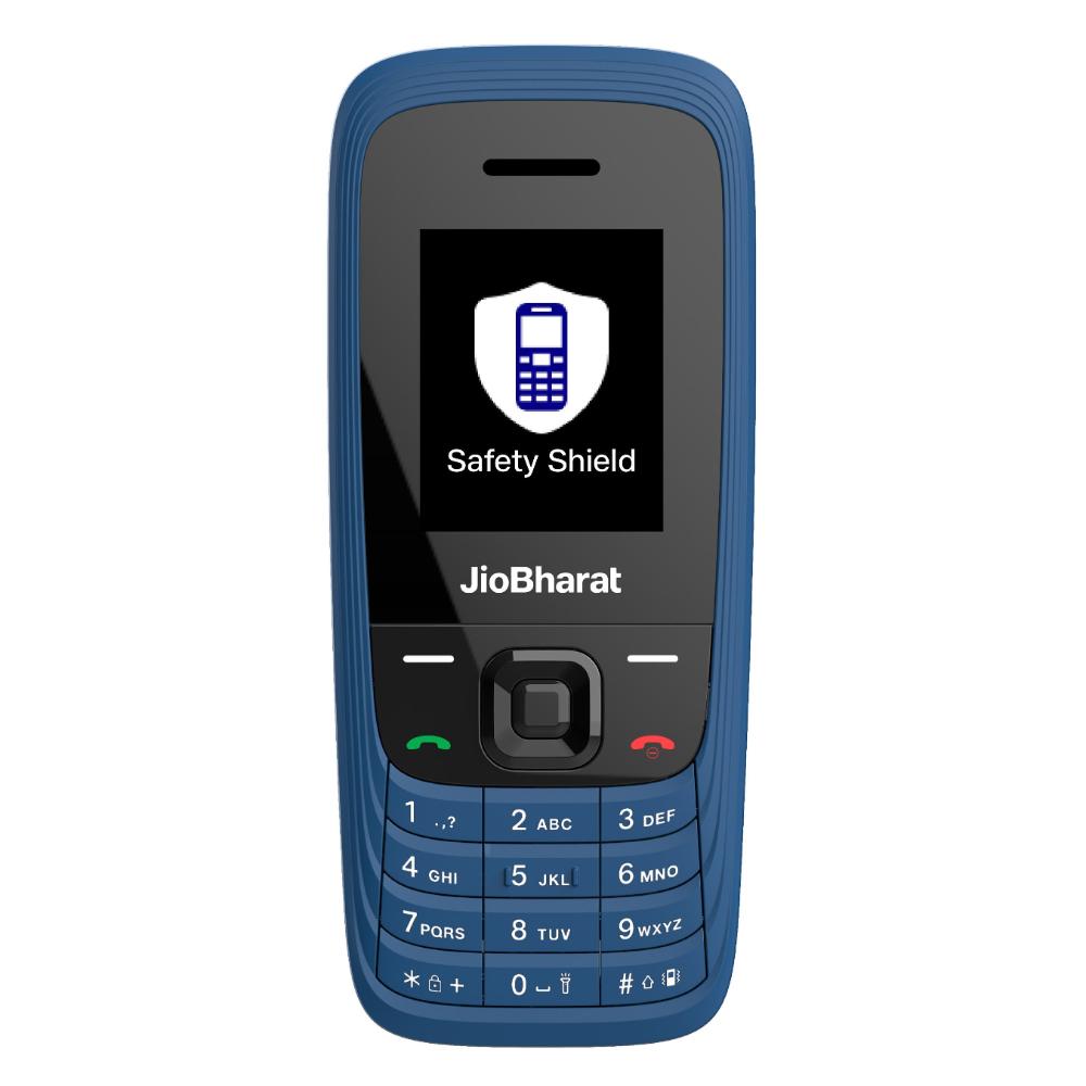 JioBharat V4 4G Keypad Phone with Safety Shield Feature, JioTV, JioHotstar, JioSaavn, JioPay (UPI & SoundPay), LED Torch, Digital Camera, 1000 mAh Battery, Blue, Locked for Jio Network