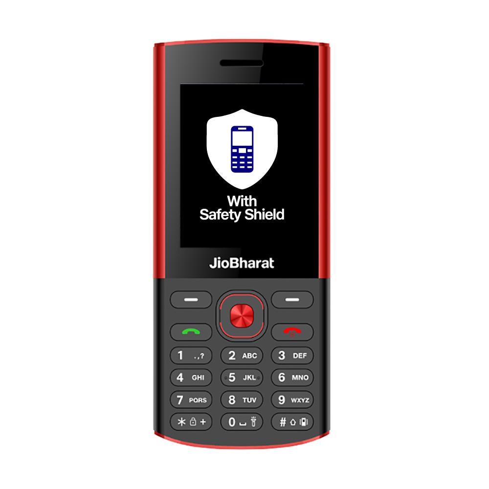 JioBharat A1 Karbonn 4G Keypad Phone with Safety Shield Feature, JioTV, JioHotstar, JioSaavn, JioPay (UPI & SoundPay), LED Torch, Digital Camera, 2000 mAh Battery, Black & Red, Locked for JioNetwork