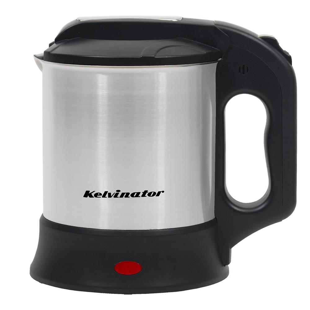 Kelvinator Superio KEKS00310, 1 Liters, 1000 Watts, Food Grade Electric Kettle with Wide Mouth, Seamless Bottom for easy cleaning, Dry Boil Protection, Auto Shut-off, 2 Years Warranty, Black and Stainless Steel