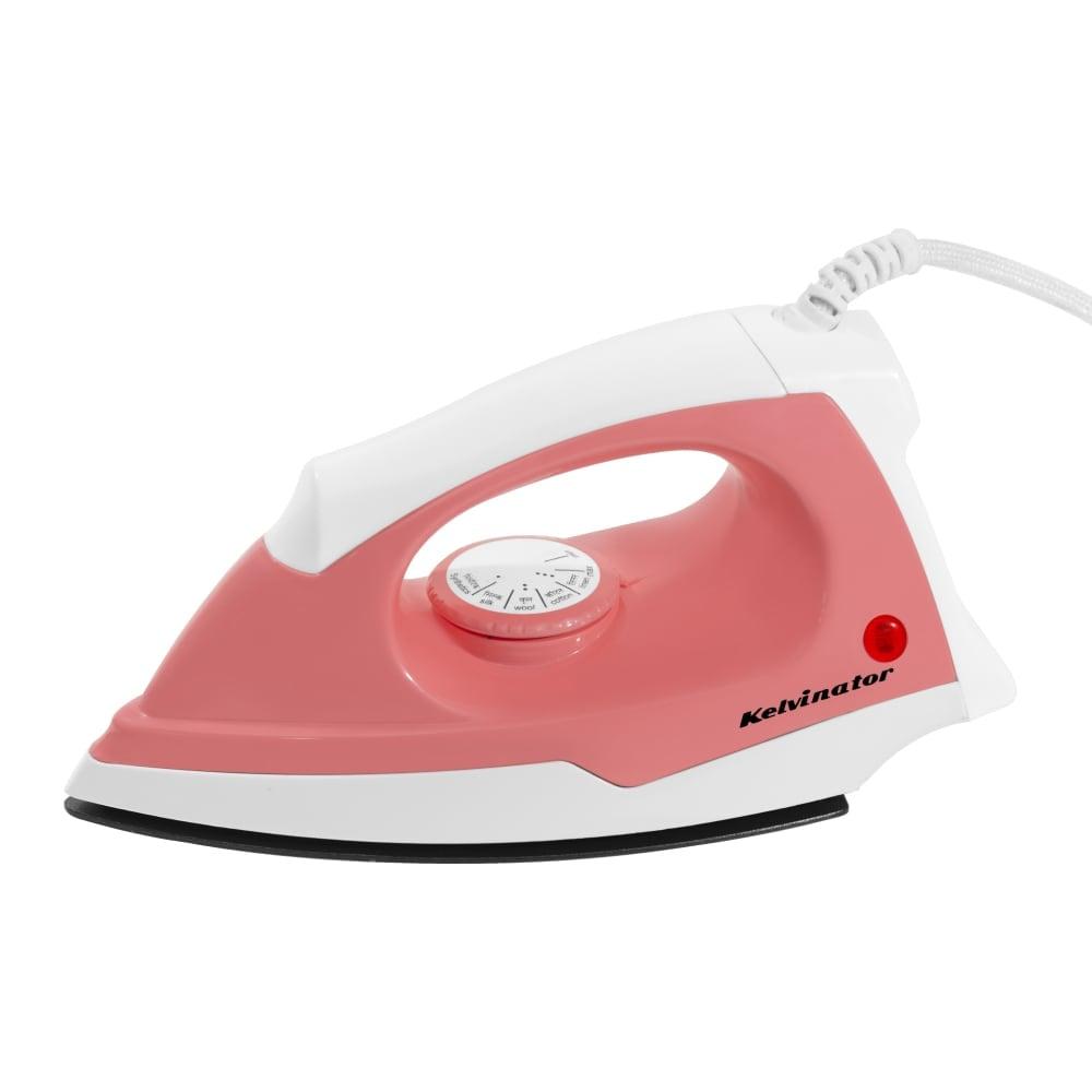 Kelvinator KDIP10911 Dry Iron With 1100W, Weilburger Dual Coated Soleplate, Adjustable Temperature Control, 2 Years Manufacturer Warranty, Pink and White
