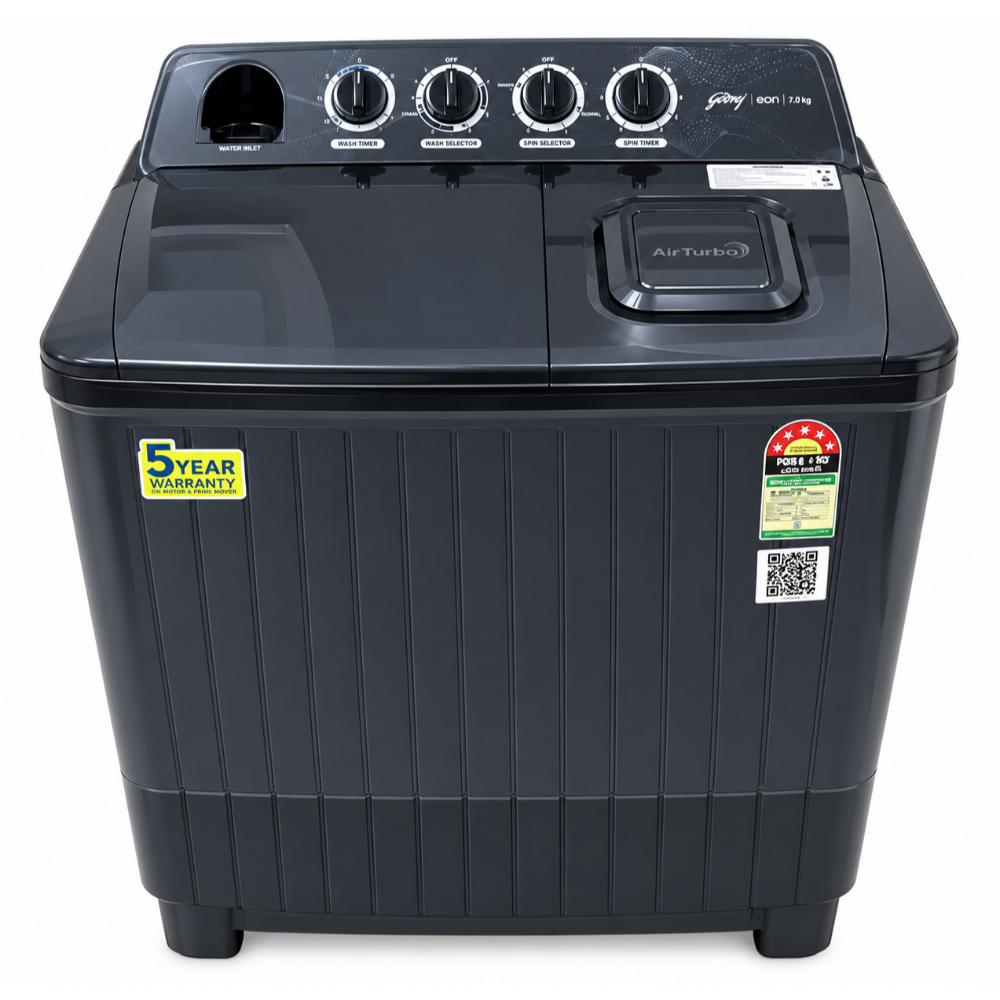 Kelvinator 7.5 kg Semi-Automatic Top Load Washing Machine, KWS-N75ERSKD, Dark Grey