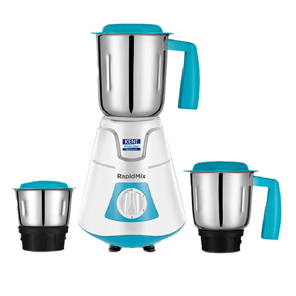 Kent Rapid Mix, 550 Watts, 3 Jars Mixer Grinder, 3 Speed Control, Blue