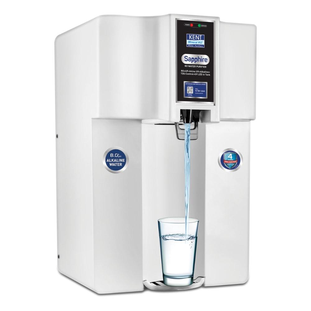 Kent Sapphire 8 L Alkaline + RO + UV + TDS Water Purifier, White