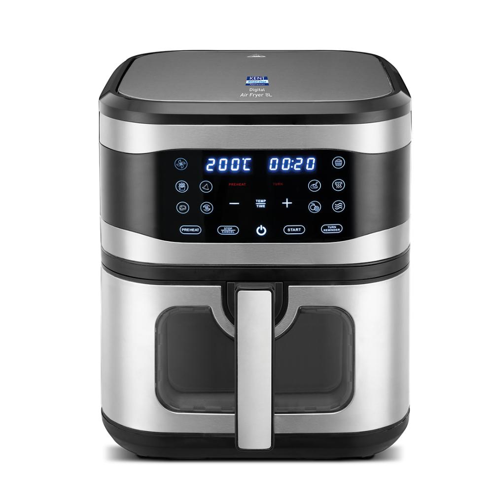 Kent Digital 8 L Air Fryer 1700 W, Black and Silver