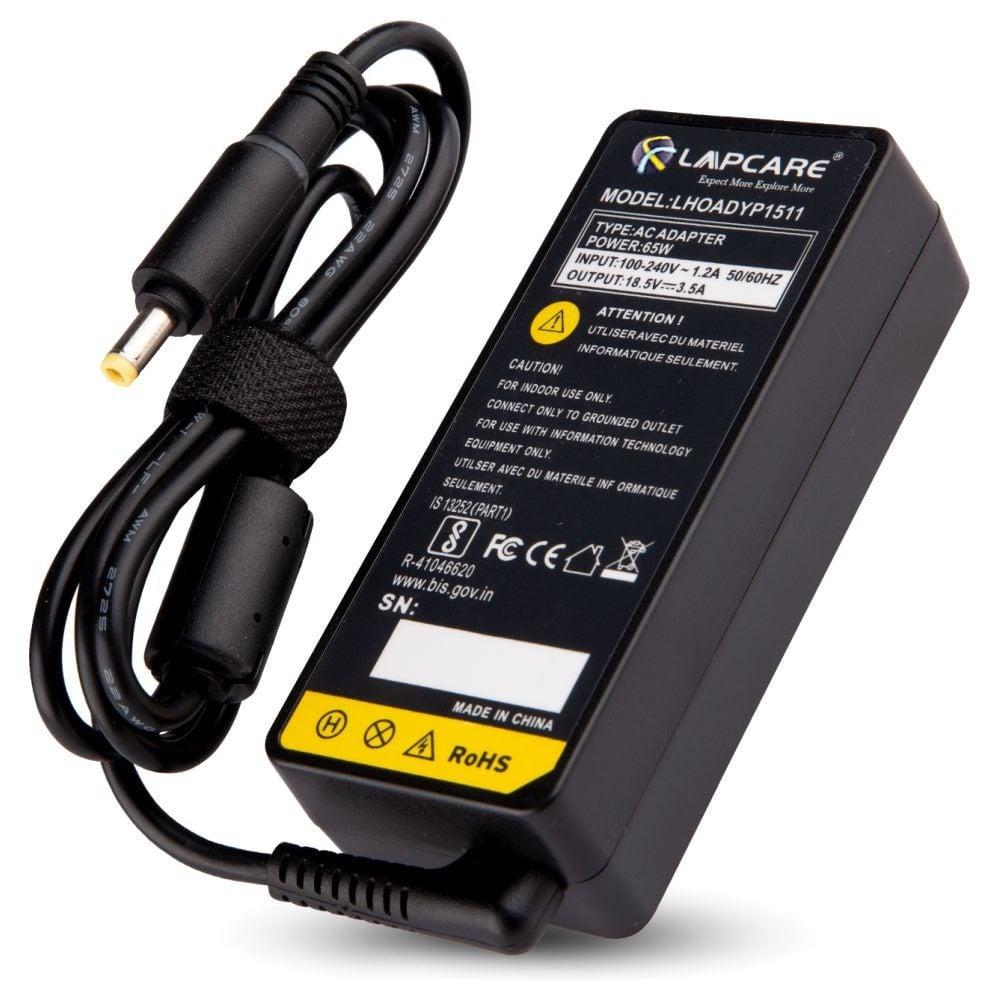 Lapcare LHOADYP1511 Laptop Adapter Designed for HP 18.5V 3.5A 65 Watt Yellow Pin with 4.8 x 1.7 mm Connector