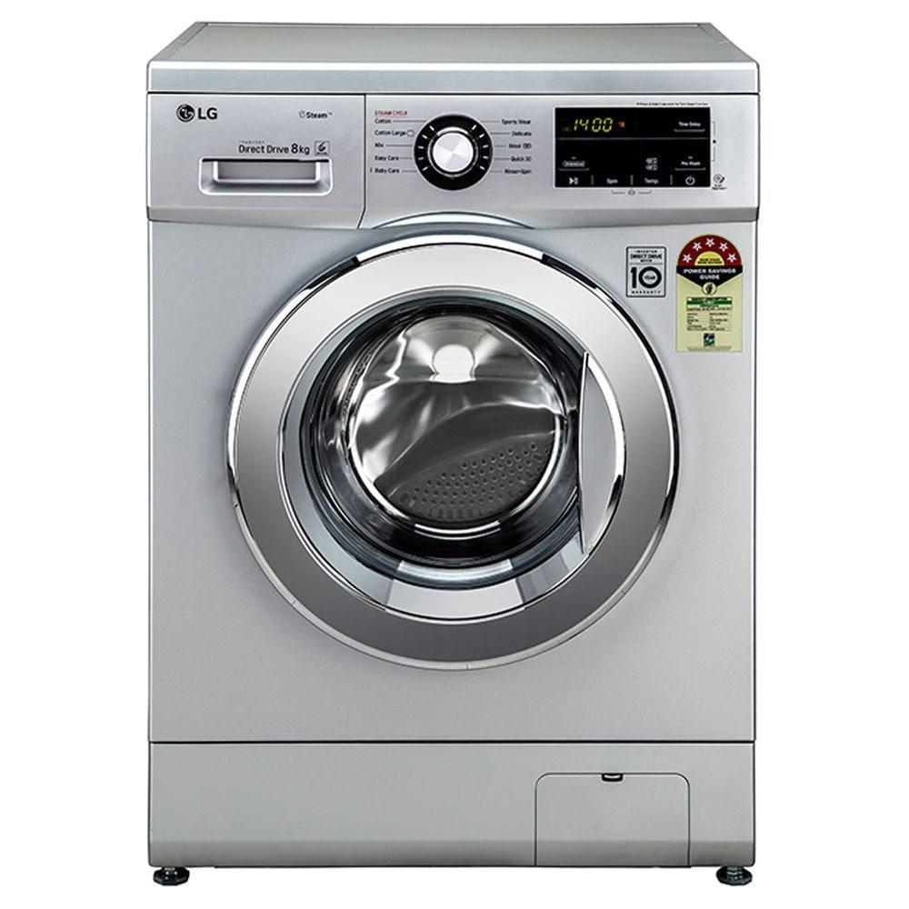 LG 8 Kg 5 Star Inverter Touch Control Fully-Automatic Front Load Washing Machine with Heater (FHM1408BDL, Silver, 6 Motion Direct Drive, 2 Years Warranty)