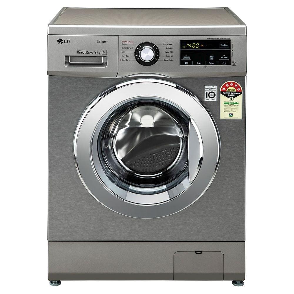 LG 9 Kg 5 Star Inverter Fully-Automatic Front Loading Washing Machine (FHM1409BDP, Platinum, 6 Motion Direct Drive, 2 Years Warranty)