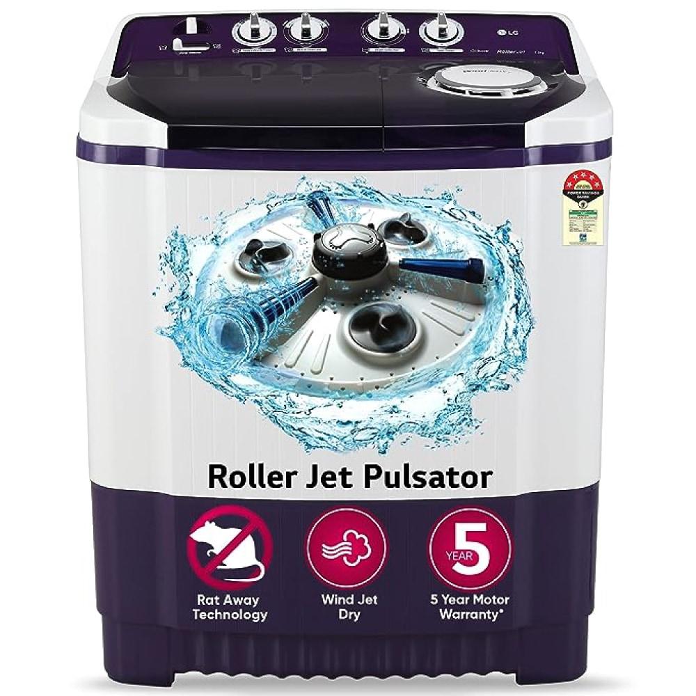 LG 7.5 Kg 5 Star Semi-Automatic Top Loading Washing Machine (P7525SPAZ, Purple, Roller Jet Pulsator)