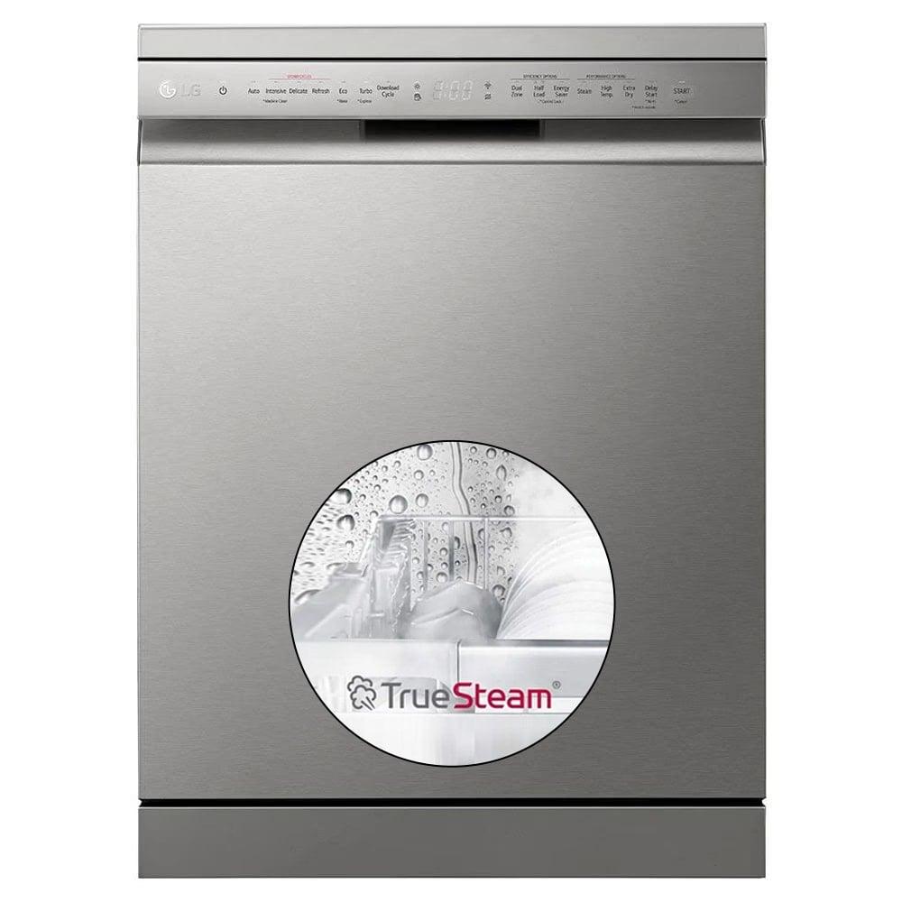 LG 14 Place Dishwasher, WiFi Enabled, True Steam, Quadwash, Inverter Direct Drive Technology, 4 washing arms, Silver (DFB532FP)