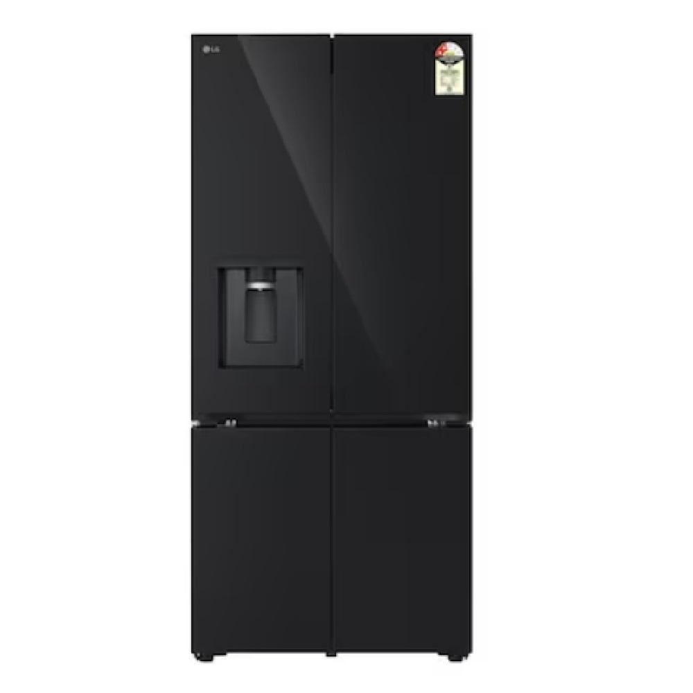LG 605 L 2 Star Convertible French Door Refrigerator, Black Glass