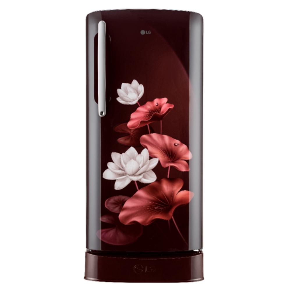 LG 201 L 5 Star Single Door Direct Cool Refrigerator with Smart Inverter Compressor Base Stand Drawer, Scarlet Lotus, GLD2156ZHSL