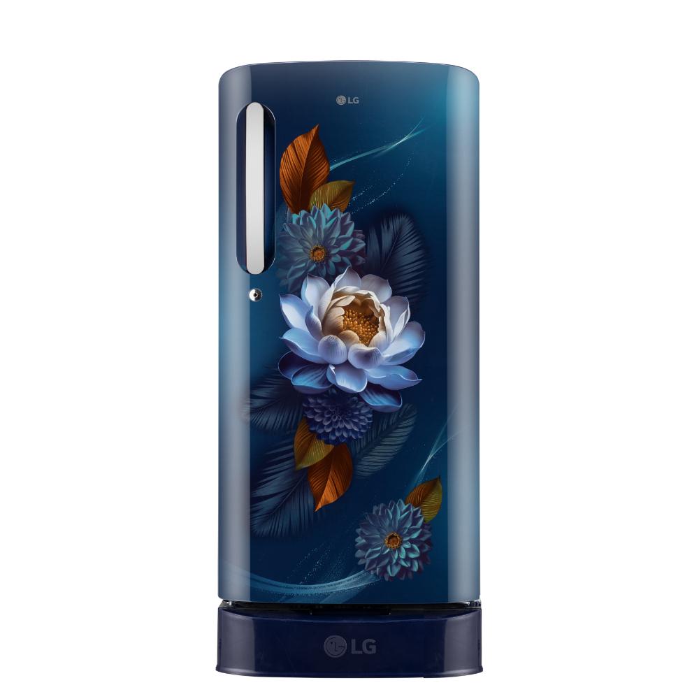 LG 224 L 5 Star Single Door Direct Cool Refrigerator with Smart Inverter Compressor Base Stand Drawer, Blue Water Lily, GLD2356ZABW