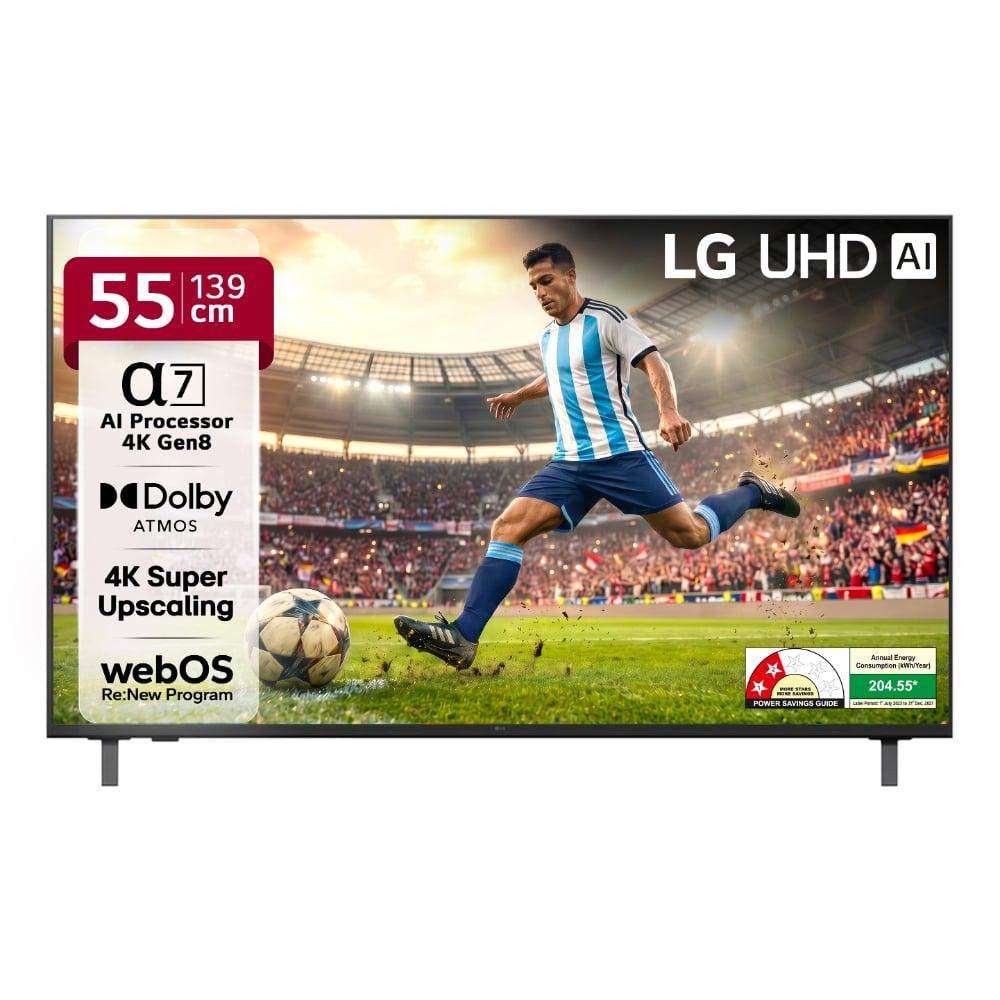 LG 139.7 cm (55 inch) 4K UHD Smart LED WebOS TV, Black, 55UA82006LA