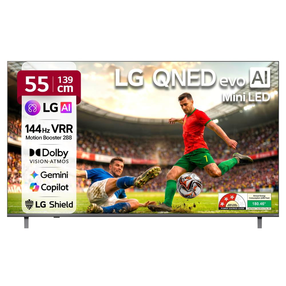 LG 139 cm (55 inches), 4K QNED85 MiniLED Smart TV with alpha 8 AI Processor 4K Gen3, 120Hz Native (VRR 144Hz), Precision Dimming, Motion Pro, FILMMAKER MODE, AI Picture Pro with Dolby Vision & Atmos 2026, Black, 55QNED85BXA